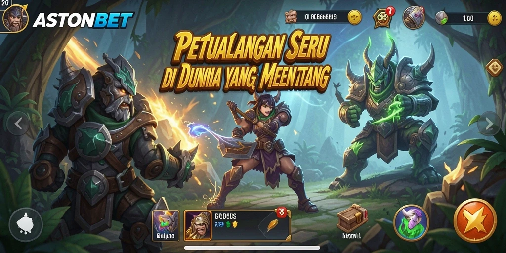 Tampilan gameplay ASTONBET yang penuh aksi dan petualangan.