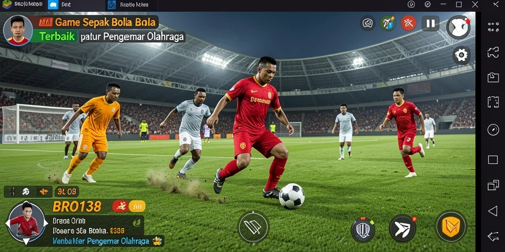 Tampilan gameplay seru dalam BRO138 yang menampilkan aksi sepak bola.