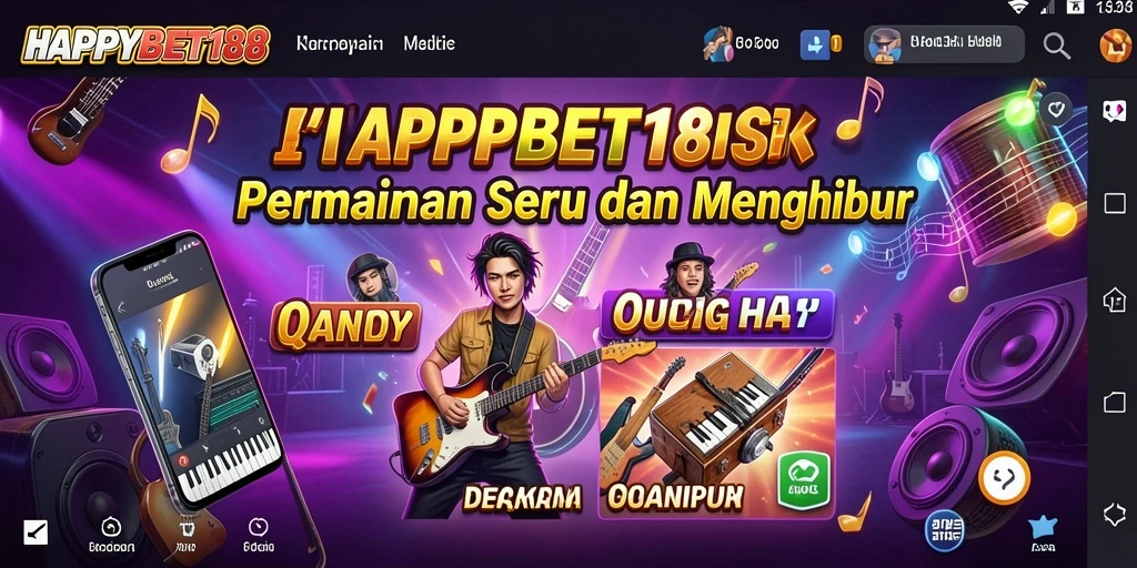 Screenshot utama HAPPYBET188 menampilkan gameplay musik yang seru dan interaktif.