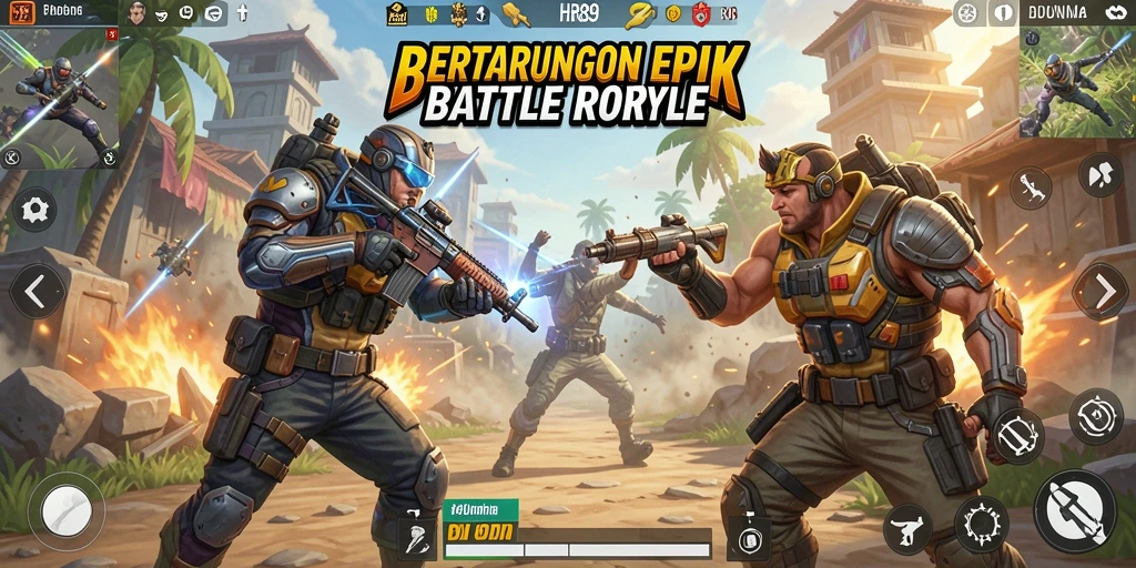 Tangkapan layar HR89 menampilkan aksi intens dalam pertarungan Battle Royale.