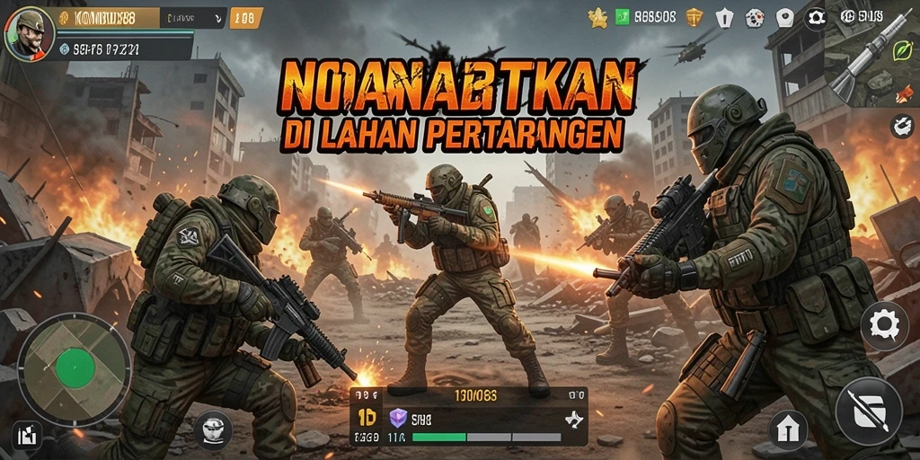 Tampilan atraktif dari gameplay <strong>KOMBO88</strong> Battle Royale yang mengasyikkan.