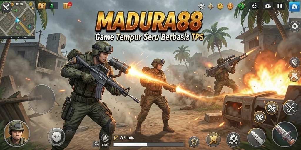 Tangkapan layar utama MADURA88 menampilkan aksi pertempuran yang seru dan intens.