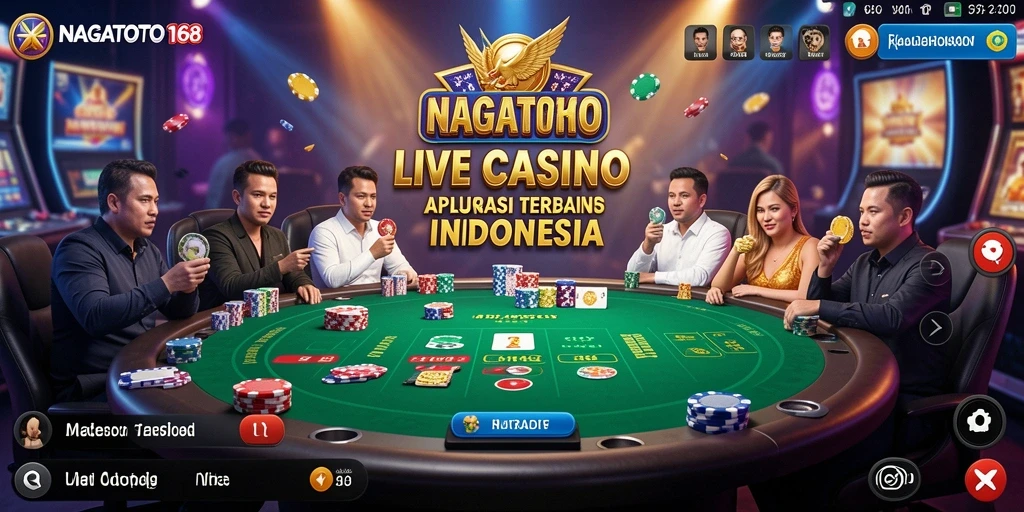 Screenshot gameplay NAGATOTO168 dengan dealer langsung di meja Baccarat.