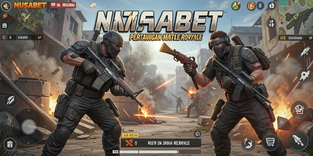 Screenshot NUSABET menampilkan aksi seru di arena Battle Royale.