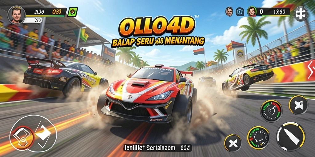 Tangkapan layar gameplay OLLO4D yang menunjukkan aksi balapan seru.