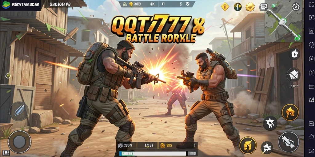 Tampilan mendalam dari gameplay QT777 dalam pertarungan Battle Royale.